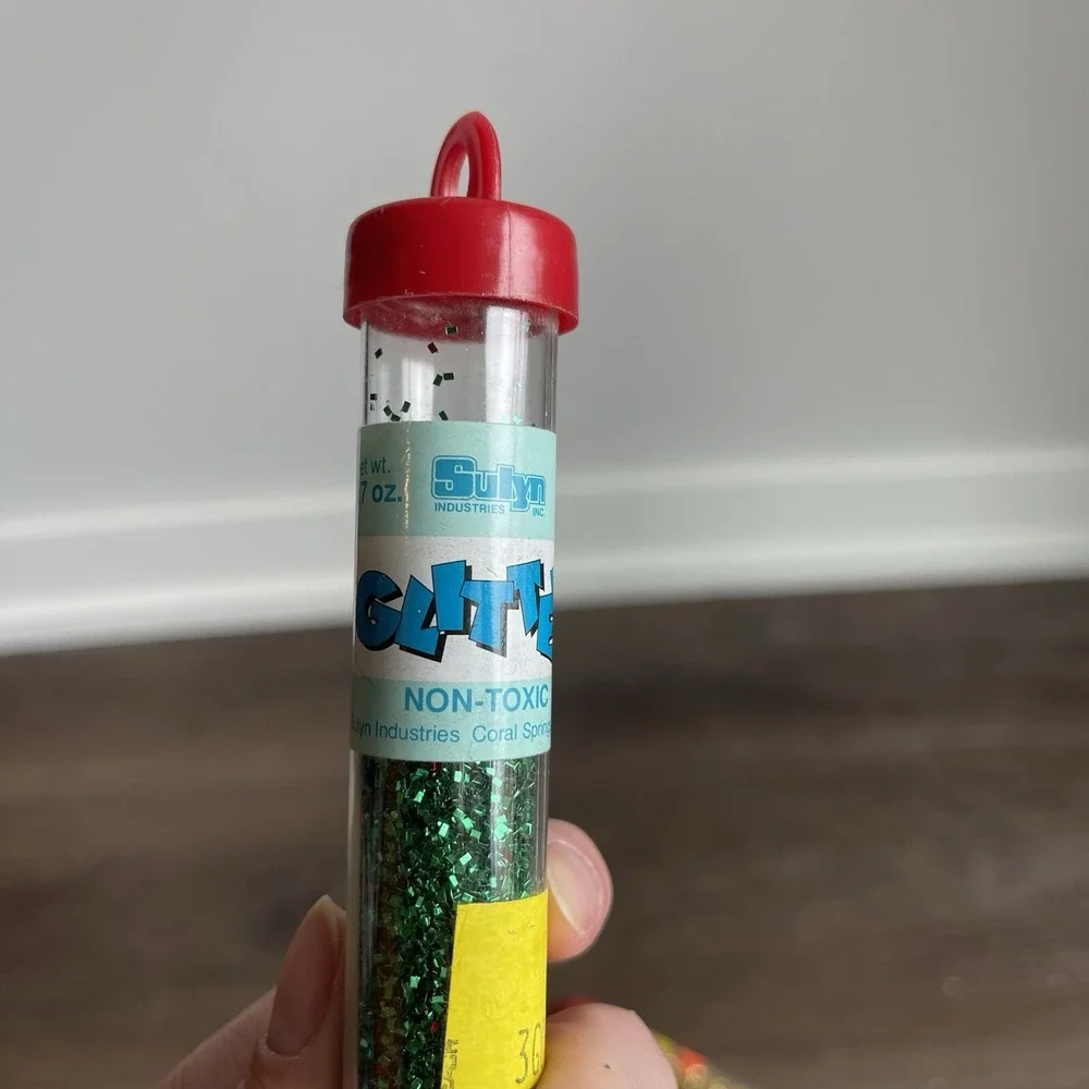 SUYLN VTG Aluminium SPARKLE Christmas Glitter GOLD Green‎ RED BLUE Crafting Mcm